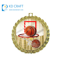 Golden supplier china custom metal colorful enamel printing sports basketball medals for award